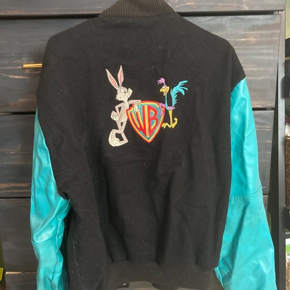 Vintage Warner Bros genuine wool and leather mens 90s Varsity jacket XL